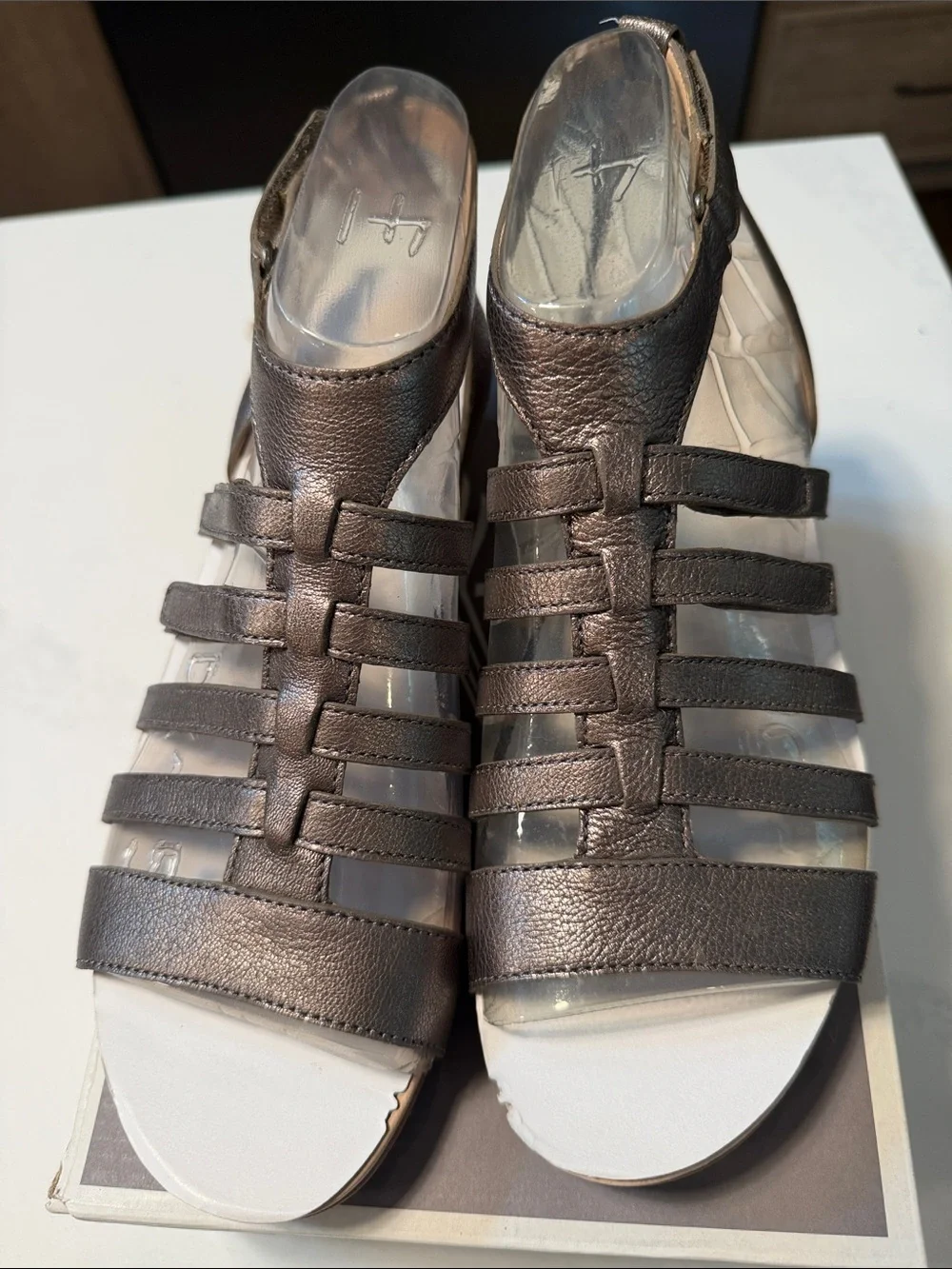 Dansko Metallic Bronze Strappy Wedge Sandals